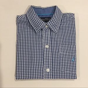 NAUTICA Boys Gingham Button Down Shirt- Large (7)